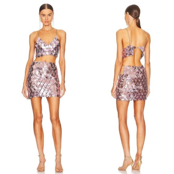 Santa Brands Flower Obsession Chainmail Purple Top and Mini Skirt Set One Size - Picture 1 of 12